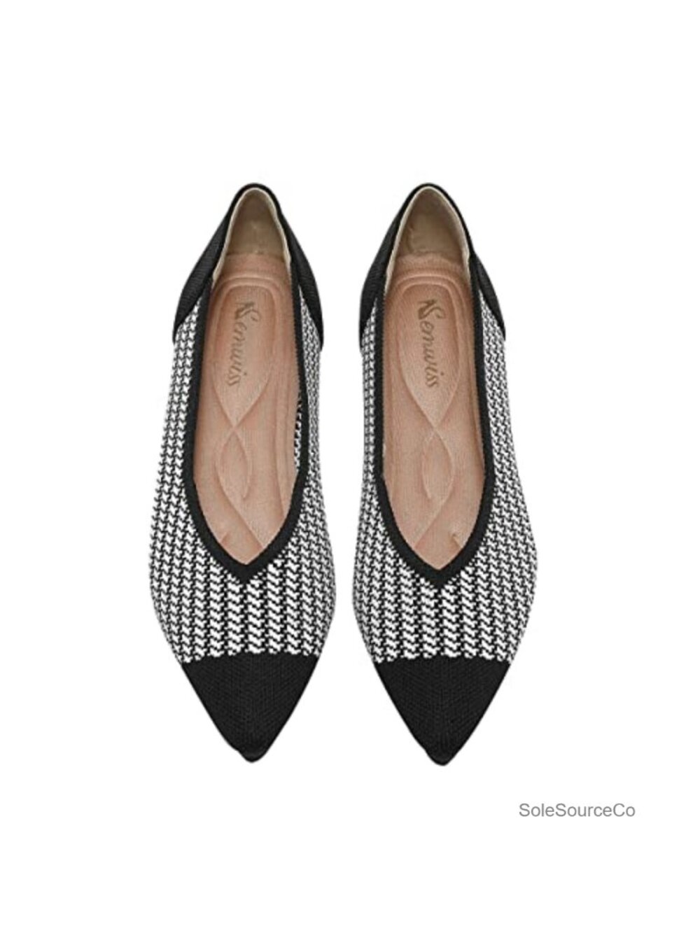Women's Pointed Toe Ballet Flats Memory Foam Knit Mesh Work Shoes